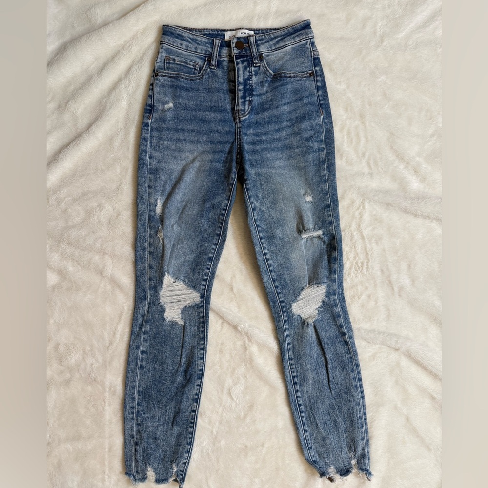 BKE Women's Distressed Skinny Jeans - Blue